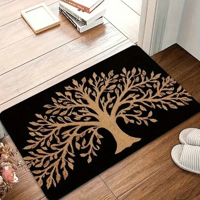 1pc Tree Of Life Welcome Mat, Polyester Carpet, Home Porch Decor, Indoor Outdoor Entrance Rug, Modern Outdoor Entrance Doormat, Small Rug, Welcome Mat, Carpet, Mat, Outdoor Doormat, Kitchen Rug, Home Decor, Front Door Mat, Area Small Rug, Outdoor Mat, Home Decor, Area Rug, Garden Carpet, Washable Carpet, Plush Carpet, Thick Carpet, Furry Carpet, Autumn/Winter Carpet