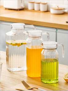 1个亚克力PC冷水壶，大容量家用水壶，条纹塑料果汁壶，透明水壶，冷水壶 - 透明白 - 查看 4