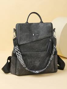 High Quality Leather Large Capacity Women's Backpack, Classic Female Student School Bag, Travel Rucksack - Black - View 4