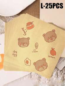 100个棕色食品袋，防油自粘食品保鲜袋，可折叠密封包装袋，适用于包装三明治、面包、汉堡、薯条等，野餐派对食品自粘包装保鲜袋，三明治袋，防油食品纸，节日用品，派对用品 - 彩色 - 查看 9