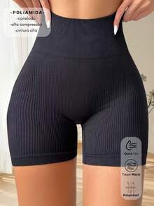 SET OF 3 SEAMLESS RIBBED SHORTS – HIGH COMPRESSION - 黑色/咖啡色/綠色 - 查看 6