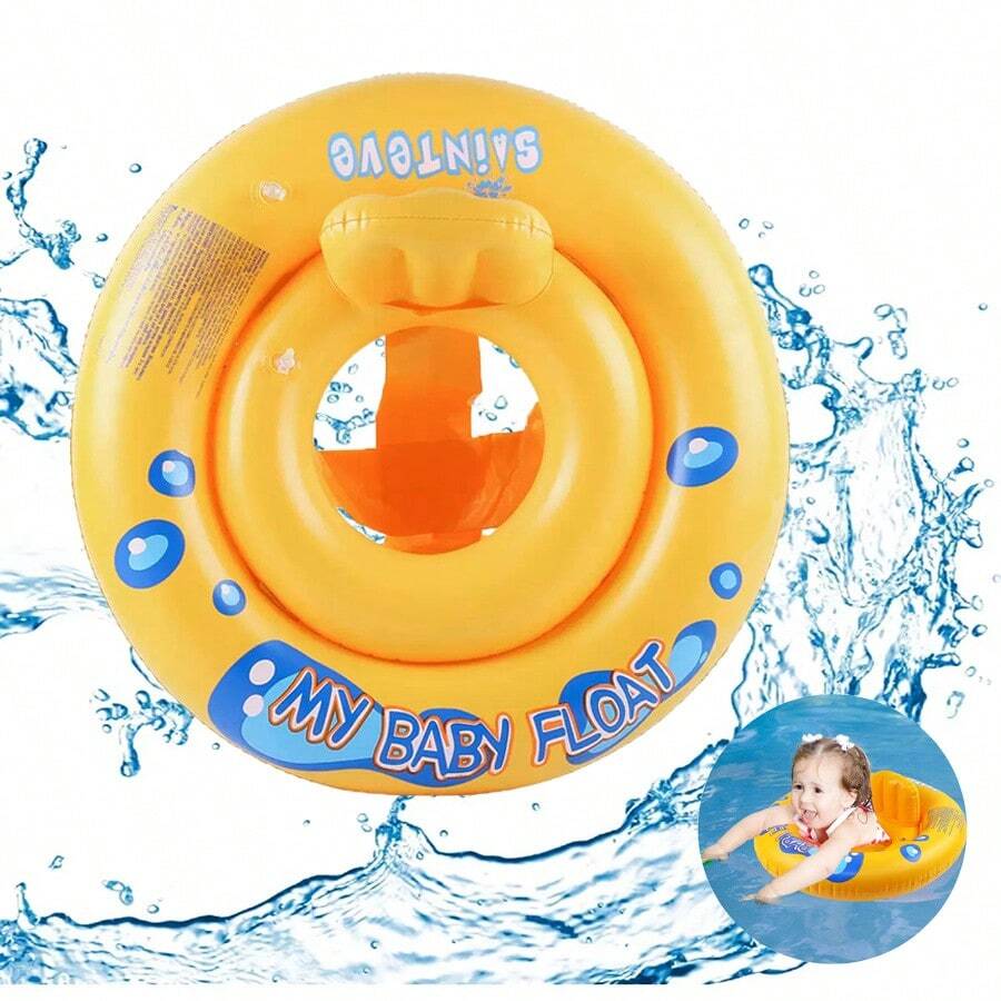 Phao bơi bơm hơi có tựa lưng, phao bơi, ghế bơi bơm hơi, dụng cụ hỗ trợ bơi lội, phao tập bơi, phao bơi nổi. - Màu vàng - Xem 1