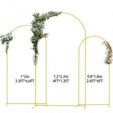Gold Metal Arch Backdrop Stand Set, Arch Doorway, Available In 4ft/5ft/6ft/6.5ft/7.2ft Height, Suitable For Wedding, Birthday, Graduation, Anniversary, Grand Opening And Other Indoor/Outdoor Decor - Gold - View 5