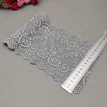 100% Wide Elastic Nylon Spandex Lace Trim - Multi-Color Embossed Lace Edge, Suitable For DIY Crafts, Sewing And Craft Projects, Lace Trim, Craft Accessories, Decorative Lace, Durable Lace Trim - 淺灰 - 查看 13