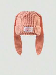 1pc/2pcs Women Adult Fashion Unique Knit Hat, New Ladies Double Layer Thick Cute Rabbit Ear Beanie With Fabric Label (Random Color Block) - 彩色 - 查看 6