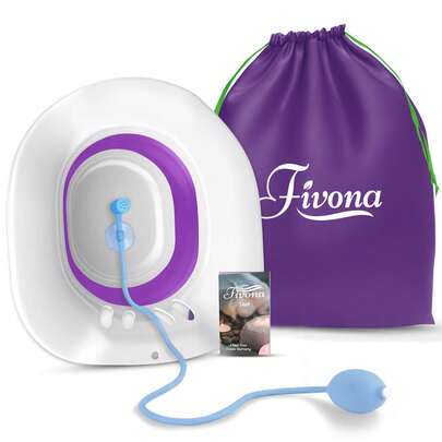  Fivona Sitz Bath Kit 3-In-1, Foldable Basin For Toilet Seat, Ideal For Postpartum Care, Perineal Soaking, Everyday Hygiene, And Soothing Hemorrhoids Discomfort, Includes Hand Flusher With Sprayer & Storage Bag, V Steaming Bundle