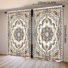 2pcs Bohemian Pattern Curtains, Digital Printed Retro Coffee Color Pattern, Privacy Protection Curtains Suitable For Bedroom, Living Room, Dining Room, Bar, Party, Dorm, Home Decor - Multicolor - View 8