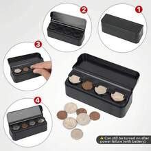 1pc Car Coin Storage Box, Car Coin Clip, Mixed Coin Savings Box, Multi-Functional Adhesive Car Coin Holder, Coin Organizer Compatible With Different Coin Sizes, Dashboard Mounted Bracket