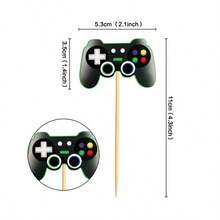 Game Console, Headphone, Controller, Building Blocks, Cupcake Toppers Decorations, Game Upgrade Cupcake Decorations, Video Game Theme Birthday Party Cake Decorations - Multicolor - View 8