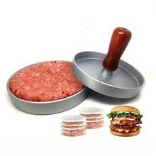 Un prensatapas premium antiadherente diseñado para crear tapas ideales de carne de res, queso y vegetales. Este tapamasa fácil de usar, hecho de acero de aleación resistente y con un mango de madera, es perfecto para asar a la parrilla, freír y hacer barbacoa. - Negro - Ver 5