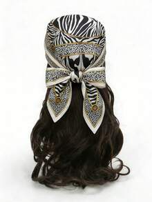 1pc Women's Classic Leopard Print 70*70cm Bandana Scarf, Fashionable UV Protection Multifunctional Headwear, Suitable For Daily Wear - Multicolor - View 12