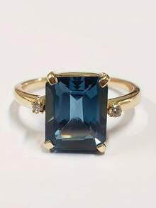 1枚优雅蓝色锆石镶嵌戒指，适合派对和婚礼，简约风格，铜合金材质，四季皆宜。 - 戒指 - 查看 6