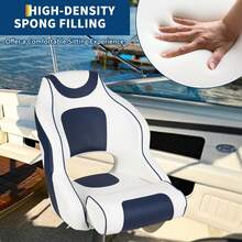 Techigher Pontoon Captain Bucket Seat, Fishing Chairs With Thickened Sponge Padding For Boats, Sightseeing, Speedboat, Canoe - White and Blue With Legrest - View 3