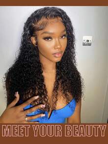 Jerry Curly Blended Hair Wig With Baby Hair Jerry Curly Lace Front Wigs 150 Density 13x4 Transparent Lace Front Wigs For Women - Natural & Black - View 6