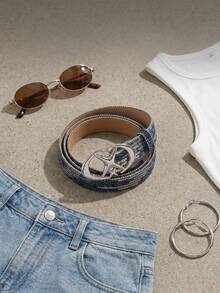 1pc Kids New Shiny Star Buckle Waist Belt, High Quality PU Waistband For Jeans, Dresses, Student Waist Strap - Multicolor - View 2