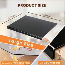 Acrylic Cutting Board With Counter Lip, 17.5x13.5 Inch Clear Cutting Boards For Kitchen Counter, Large Cutting Board Non Slip For Countertop Protector, Apartment Essentials Kitchen Decor Gifts - 黑色 - 查看 2