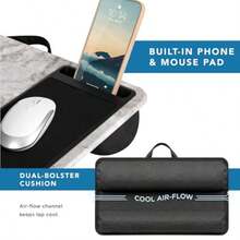 Escritorio de regazo para oficina en casa con repisa de dispositivo alfombrilla de mouse y soporte para teléfono carbón  se adapta a portátiles de hasta 15.6 pulgadas estilo n.º 91588-009 - Blanco mármol - Ver 4