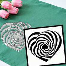 Creative Spinning Heart Dies, DIY Scrapbooking Album And Embossing Stencil, Greeting Card Making Tool, Card Paper Cutting Crafts ,Gift Card Making Template Die Cuts. - Silver - View 6
