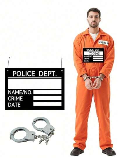 囚犯姓名牌、囚犯铭牌、囚犯姓名标签 - 角色扮演道具签名、角色扮演派对用品、收藏玩具