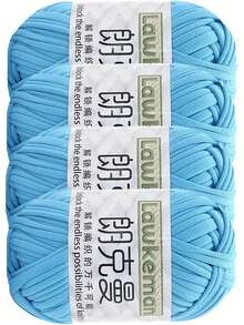 Lawkeman 4卷/400克高品质涤纶钩编/编织纱线，每卷30米 - 非常适合DIY项目，例如T恤、拖鞋、篮子、布条、手工包、玩具、鞋子、地毯、收纳篮等等。 - 彩色 - 查看 24