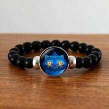 1件动漫魔女猎人串珠手链，带时间宝石，黑色珠串腕带，创意配饰 - 彩色 - 查看 10