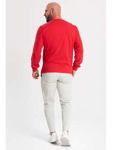 Men's Long-Sleeve T-Shirt, 100% Cotton, Basic, Comfortable, Soft Touch, Breathable, Casual, Lightweight. - 紅色 - 查看 4