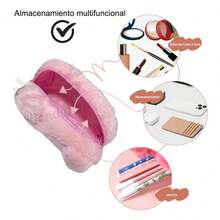 Lapicera Peluche Estuche Gran Capacidad Escolar Organizador - Rosa - Ver 3