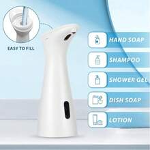 1pc 200ml Automatic Soap Dispenser, Touchless Liquid Soap Dispenser With Waterproof Base, Automatic Soap Dispenser For Kitchen, Bathroom, Hotel, Bathroom Storage & Organization, Home Decor, Furniture, Bathroom Decor, Autumn Decor, Back To School Decor - White - View 6