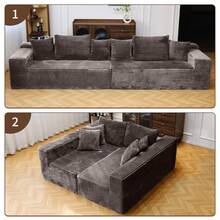 74.8''Cloud Couch Sectional Sofa Bed, No Assembly Required With Wide Arms For Living Room - 卡其色 - 查看 2