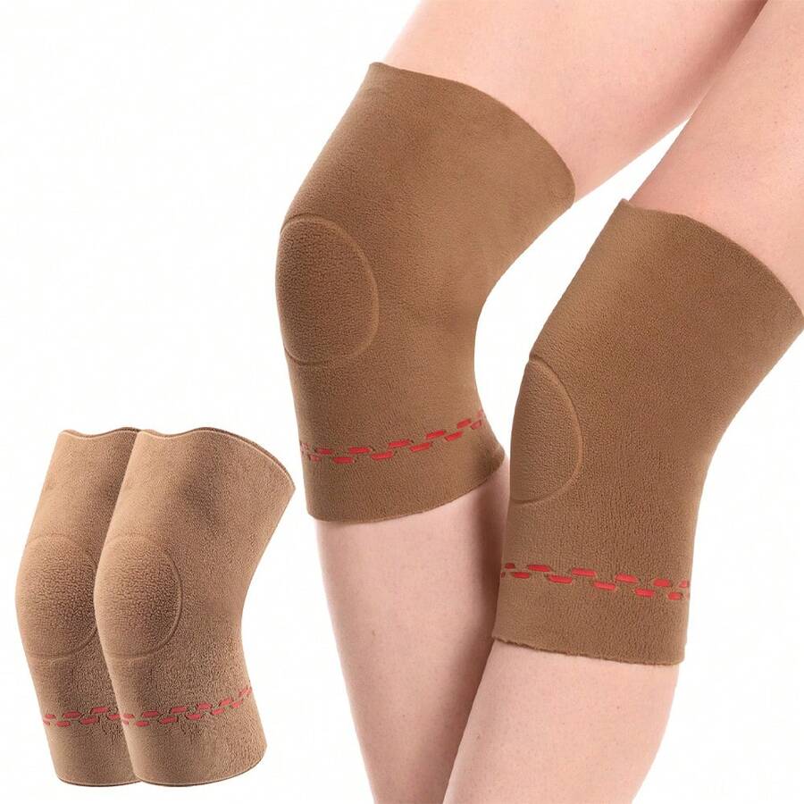 1 đôi ống giữ ấm đầu gối, ống nén khớp gối co giãn, giữ ấm và quấn đầu gối, thích hợp cho nam và nữ khi chơi thể thao ngoài trời và sinh hoạt hàng ngày. - màu nâu - Xem 1