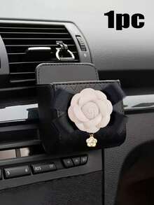 Leather Car Air Vent Storage Box, Car Storage Box, Hanging Bag Style Car Phone Storage Box, Butterfly & Flower Design, Creative Seat Clip Storage Box, Flower Storage Box, With Camellia Pendant Decor, Suitable For Car Interior Decoration, Multi-Functional Interior Accessories - Multicolor - View 12