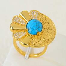 Bague de style luxueux de Dubaï plaquée or 21 carats, élégante bague de mariage islamique saoudienne, bijoux de fête d'Oman pour femmes - Bagues de mode - Voir 70