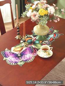 1 pièce Chemin de table en polyester, impression numérique 2D délicate avec motif lavande et papillon, ambiance fraîche de printemps/été, convient pour toutes les saisons, peut être utilisé comme décoration de table de cuisine/salle à manger, décoration de chambre, nappe rose, bureau, table basse, coiffeuse, set de table, tapis de pique-nique pour salon, chambre, jardin, intérieur/extérieur, mobilier d'extérieur, camping, villa, fête de famille, fête, décoration de mariage, disponible en plusieurs tailles - Multicolore - Voir 5