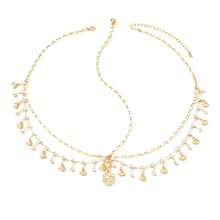 1件装 女孩合金水钻镶嵌贝壳多层流苏几何链条贝壳发箍 - 金色 - 查看 8