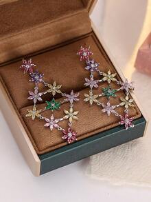 1件 奢华时尚韩式彩色花卉立方氧化锆耳环 - 耳環 - 查看 2