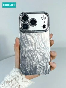 1pc Koolife Silver Feather Phone Case, Glitter Lens Film, PC+TPU Dual Lens Protection, Fashionable Anti-Drop Phone Case Compatible With IPhone 17/17 Pro/17 Pro Max - Silver - View 2