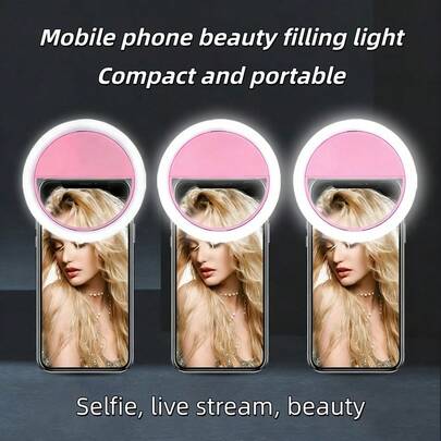 Selfie Mini Ring Fill Light Flash LED Rechargeable Portable Clip-On 3 Levels Lighting For Phone Tablet Laptop