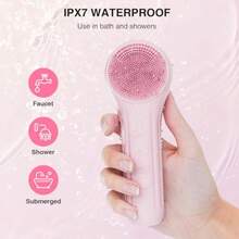 5 Modes Silicone Face Scrubber Waterproof Face Scrubber Exfoliator For Men And Women Rechargeable Electric Facial Cleansing Brush For Deep Cleansing Exfoliating Massage Pink - Hồng - Xem 5