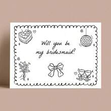你愿意做我的伴娘吗？简约优雅的伴娘邀请卡，送给最好的朋友 - 彩色 - 查看 1