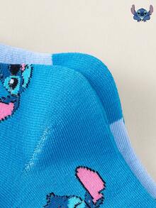 Disney 1/5 双装 女士春夏拼接趣味印花条纹袜口透气舒适可爱风船袜，休闲日常穿着/国际妇女节/圣帕特里克节卡通袜，柔软亲肤时尚女士袜 - 彩色 - 查看 9