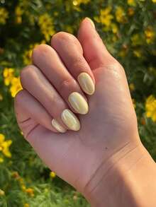 Add A Touch Of Romance With 24pcs Casual Elegant Sweet Cute Street Simple Classic Modern Daily Yellow Aurora White French Short Almond Press On Nails Fake Nail Kit,Suitable For Sweet And Delicate Girls And Women To Use In Daily Life And Shopping - Yellow - View 11