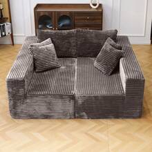 74.8''Cloud Couch Sectional Sofa Bed, No Assembly Required With Wide Arms For Living Room - 卡其色 - 查看 10