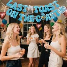 Last Toast On The Coast Bachelorette, Blue Bachelorette Party Decorations, Party Decorations Include Monogrammed Banners, Balloons(A) - A - Xem 4