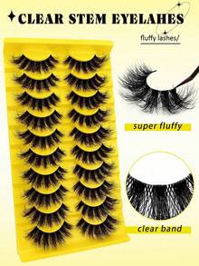 2pcs/10pairs Soft, Fluffy & Natural Mink 3D False Eyelashes Makeup Set, Including Long & Short Lashes - Multicolor - View 6