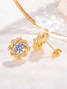 1 Đôi bông tai đính đá Cubic Zirconia cao cấp dành cho thiếu nữ, thích hợp để trang trí hàng ngày, dự tiệc hoặc làm quà tặng sinh nhật. - 1 # - Xem 5
