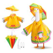 3-Piece Raincoat Set, Goose-Shaped Outdoor Clothing, Summer Lawn Goose Statue Raincoat Set, Yard Goose-Shaped Clothing, Raincoat, Umbrella, Hat, Yard And Garden Decoration - 黃色 - 查看 6
