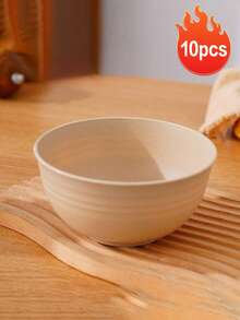 3/6件套防碎麦片碗，26盎司小麦秸秆碗，微波炉和洗碗机适用，可重复使用塑料碗，适用于盛汤、沙拉、米饭、零食，米色 - 彩色 - 查看 15