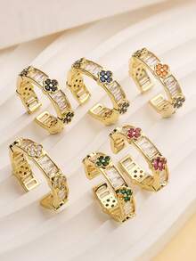 1 件 18K 多层珍珠三叶草锆石不锈钢戒指，优雅女士，适合派对、约会和办公室佩戴 - 四葉草戒指5 - 查看 14