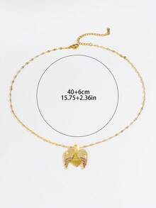 1件天使翅膀和心形吊坠项链，天使翅膀镶嵌白色宝石，粉色心形点缀，温馨文字设计，精致柔美的风格，适合情侣约会或日常佩戴，独特柔软可爱的心形项链，提亮效果 - 天使翼愛心 - 查看 5