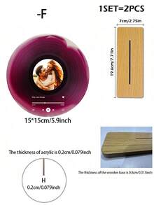 1pc Custom Vinyl Records With Wooden Base Personalized Acrylic Song Plaque Custom Nameplate Records Scannable Music Plaque Art Decor Gift - Multicolor - View 13
